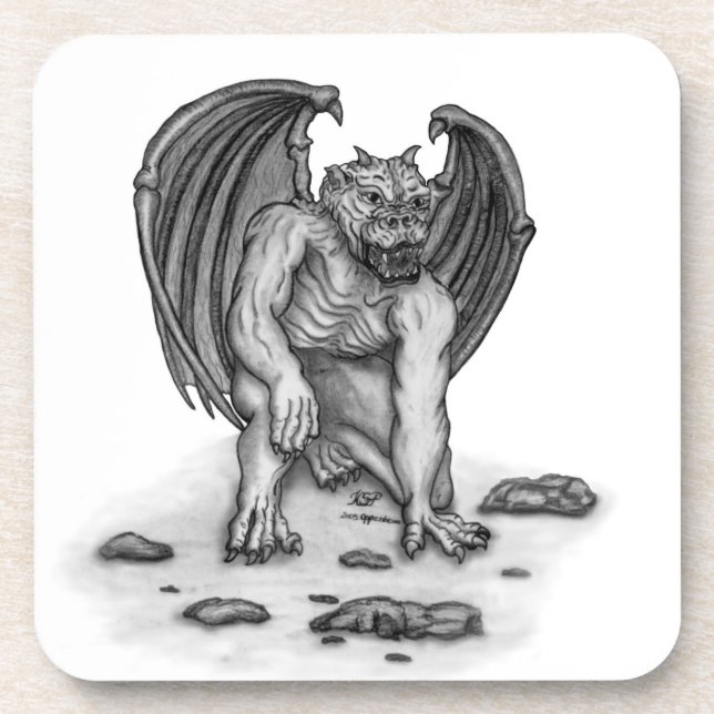 Golem Gargoyle Beverage Coaster (Front)