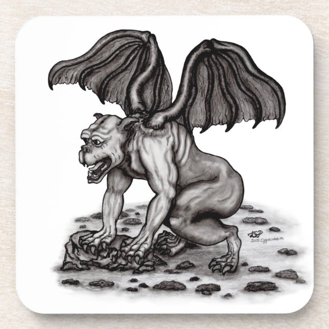Golem Gargoyle Beverage Coaster (Front)