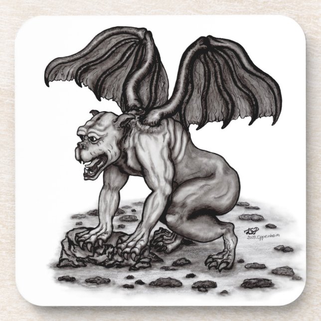 Golem Gargoyle Beverage Coaster (Front)