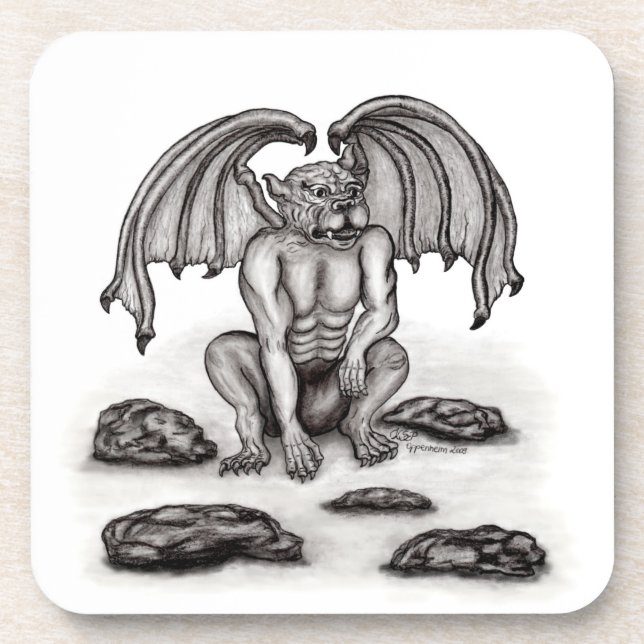Golem Gargoyle Beverage Coaster (Front)