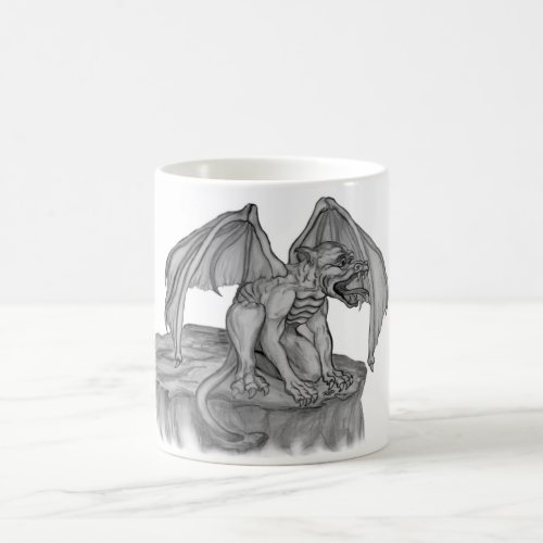 GOLEM _ Gargoyle black_and_white Design Coffee Mug