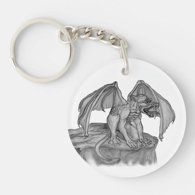 GOLEM - Gargoyle black-and-white Design Keychain (Front)