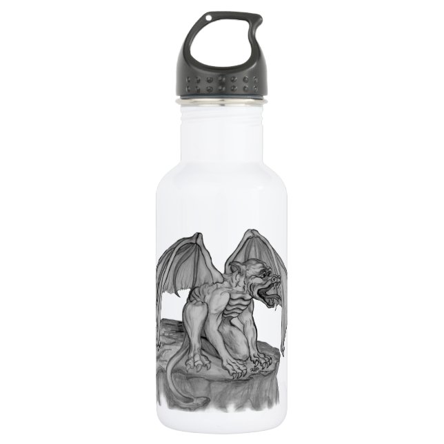GOLEM - Gargoyle black-and-white Design Stainless Steel Water Bottle (Front)