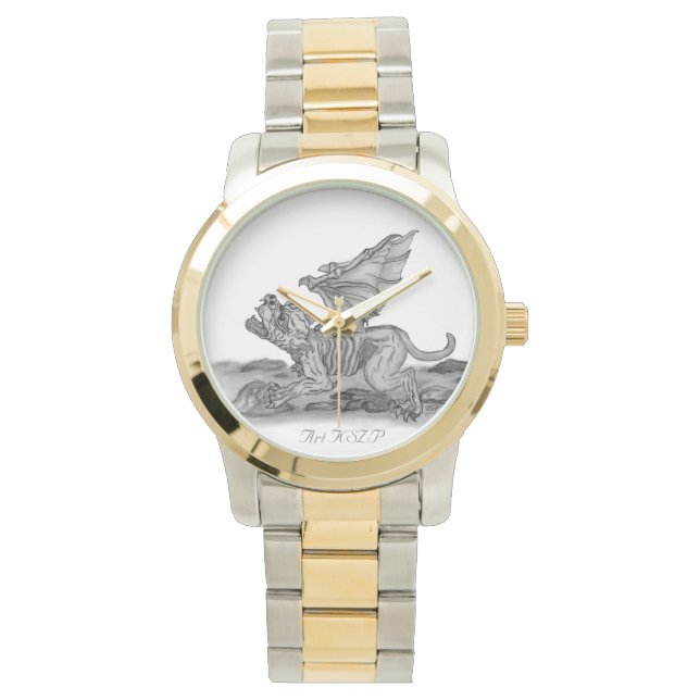 Golem Gargoyle, Black and white design Watch (Front)