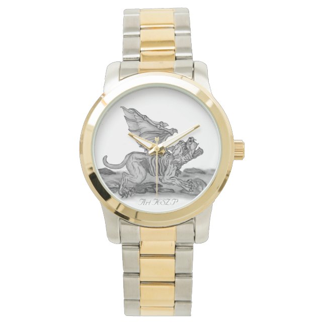 Golem Gargoyle, Black and white design Watch (Front)
