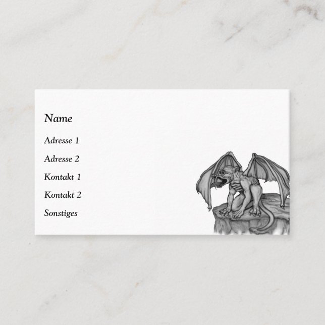 Golem Gargoyle Business Card (Front)
