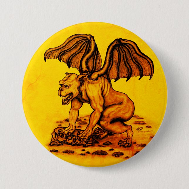 Golem Gargoyle Button (Front)