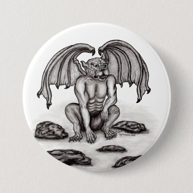 Golem Gargoyle Button (Front)