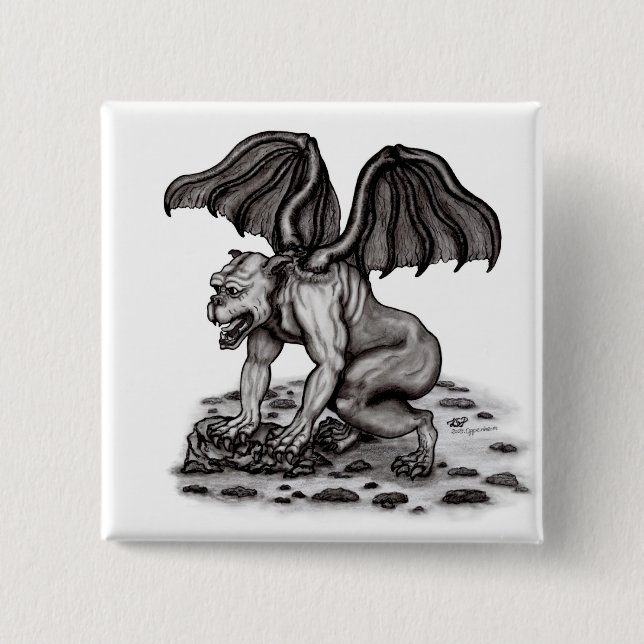 Golem Gargoyle Button (Front)