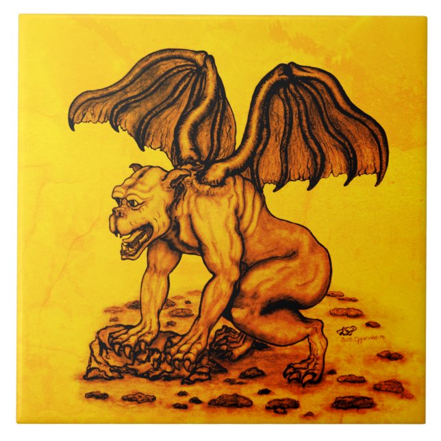 Golem Gargoyle Ceramic Tile (Front)