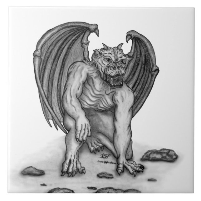 Golem Gargoyle Ceramic Tile (Front)