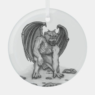 Golem Gargoyle Glass Ornament