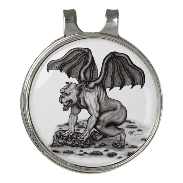 Golem Gargoyle Golf Hat Clip (Front)