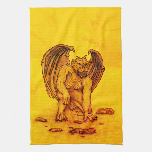 Golem Gargoyle Kitchen Towel (Vertical)