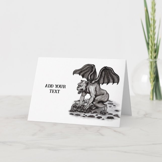 Golem Gargoyle Letterpress Thank You Card (Front)