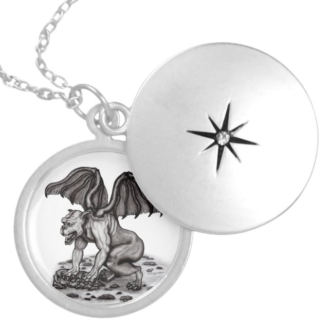 Golem Gargoyle Locket Necklace (Front)