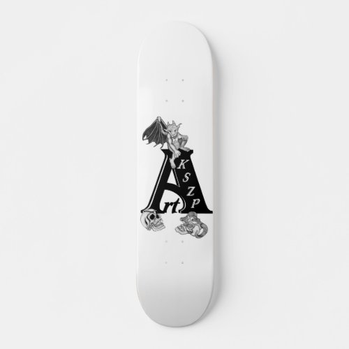 Golem  _ Gargoyle on Logo and Skull Skateboard Deck