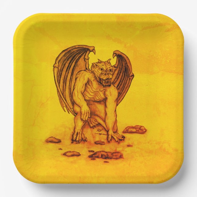 Golem Gargoyle Paper Plates (Front)