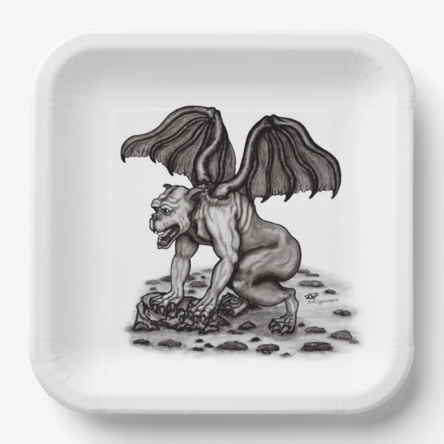 Golem Gargoyle Paper Plates (Front)