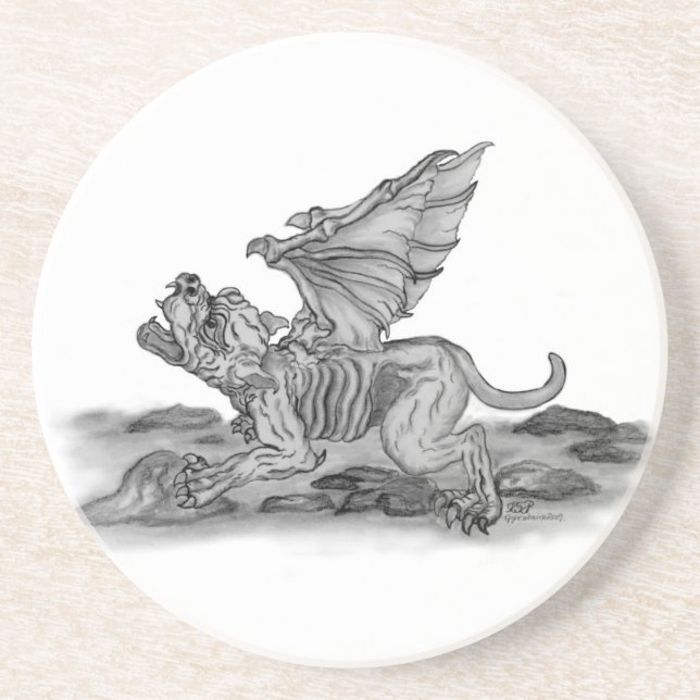 Golem Gargoyle Sandstone Coaster (Front)