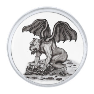 Golem Gargoyle Silver Finish Lapel Pin