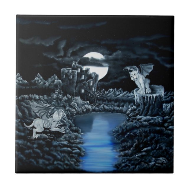 Golem vs Dolem District Fight Ceramic Tile (Front)