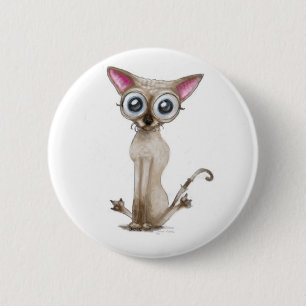 Golemn The Cat (Selkirk Rex) Pinback Button