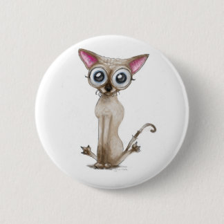 Golemn The Cat (Selkirk Rex) Pinback Button