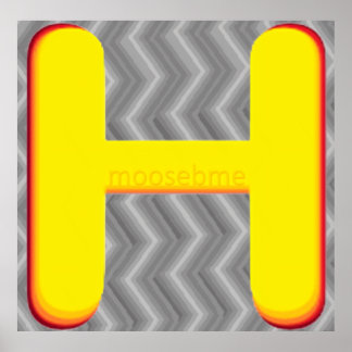 Golen Capitol "H"  on Grey Waves Poster