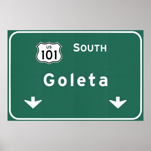 Goleta California US_101 South Interstate _ Poster