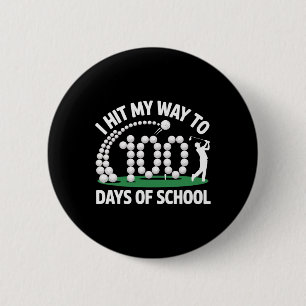 Golf 100 Days Of School Funny Teacher Student 100t Button
