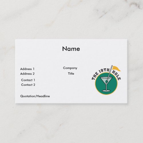 golf 19th hole drink time humor business card templates