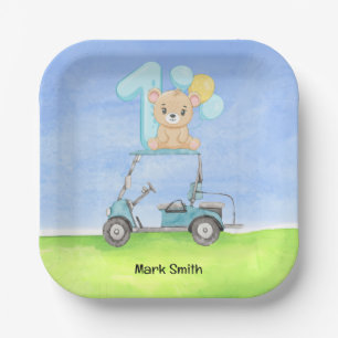 Golf 1st Birthday for baby boy golfer Paper Plates
