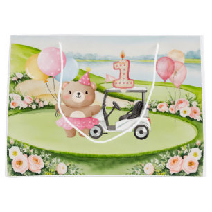 Golf 1st birthday for baby girl on golf course large gift bag