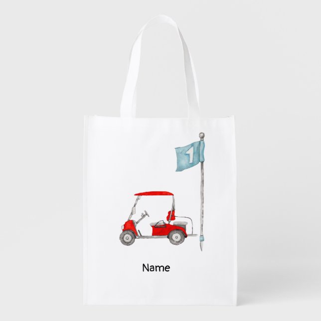 Golf  1st birthday golf party grocery bag (Front)