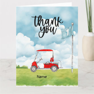Golf 1st birthday golf party letterpress thank you card