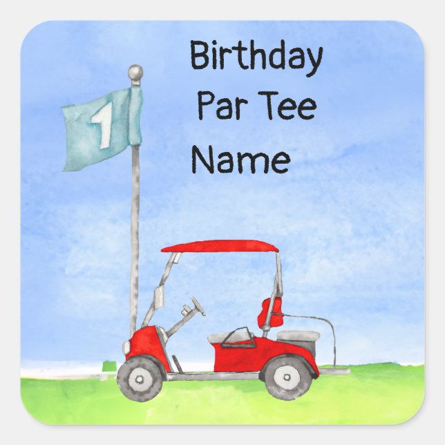 Golf  1st birthday golf party Square Sticker  (Front)