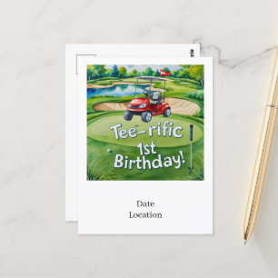 Golf 1st Birthday golfer is Turning one Postcard