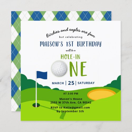 Golf 1st Birthday Hole In One Par_tee Invitation
