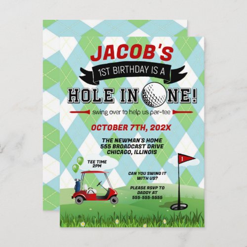 Golf 1st birthday Invitation
