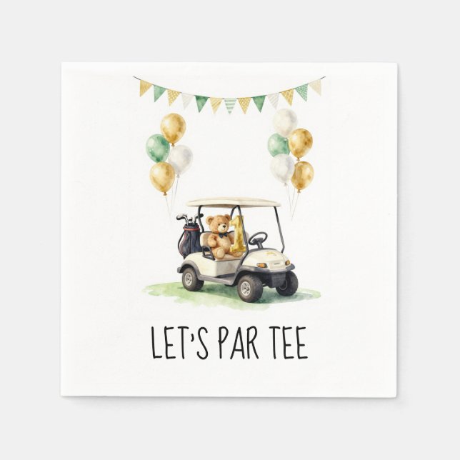 Golf 1st Birthday Let's Par Tee Napkins (Front)