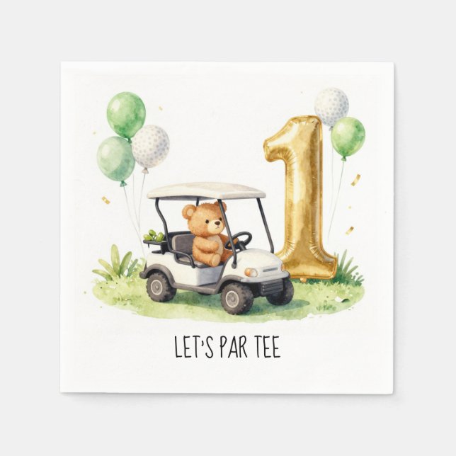 Golf 1st Birthday Let's Par Tee Napkins (Front)