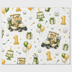 Golf 1st Birthday Let's Par-Tee Wrapping Paper