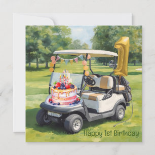 Golf 1st birthday one year old golfer card