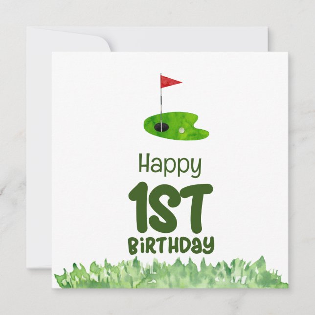Golf 1st birthday one year old golfer  card (Front)