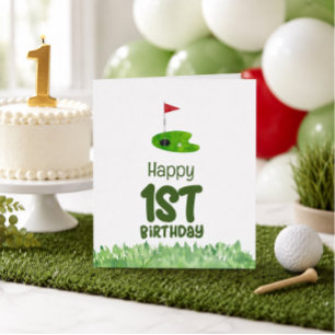 Golf 1st birthday one year old golfer  card
