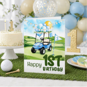 Golf 1st birthday one year old golfer  card