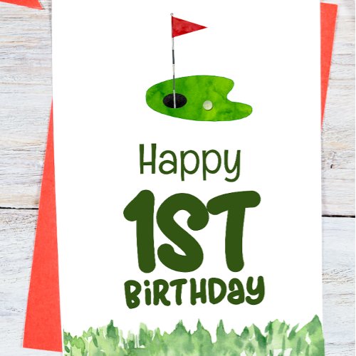 Golf 1st birthday one year old golfer  card