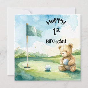 Golf 1st birthday one year old golfer  card