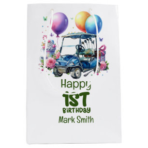 Golf 1st birthday one year old golfer  medium gift bag